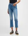 Mother The Insider Crop Step Fray Jeans In Out Of The Blue Out