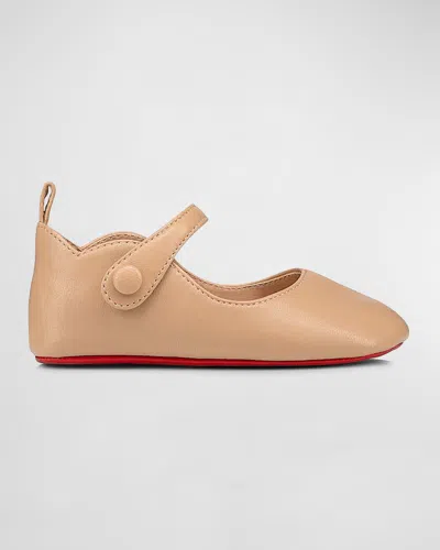 Christian Louboutin Kids' Girl's Love Chick Nappa Leather Ballerina Shoes, Baby In Nude