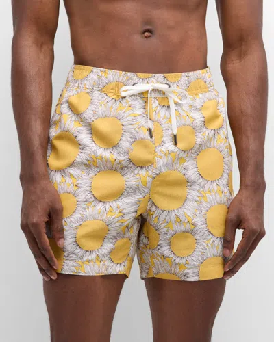 Onia Men's Charles 5 Liberty Sunshine Swim Shorts In Yellow