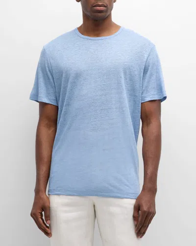 Onia Men's Chad Linen Short-sleeve T-shirt In Dusty Blue