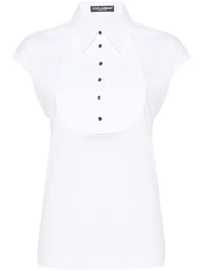 Dolce & Gabbana Sleeveless Cotton Shirt Top In White