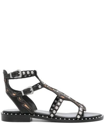Ash Plaza Leather Sandals In Black