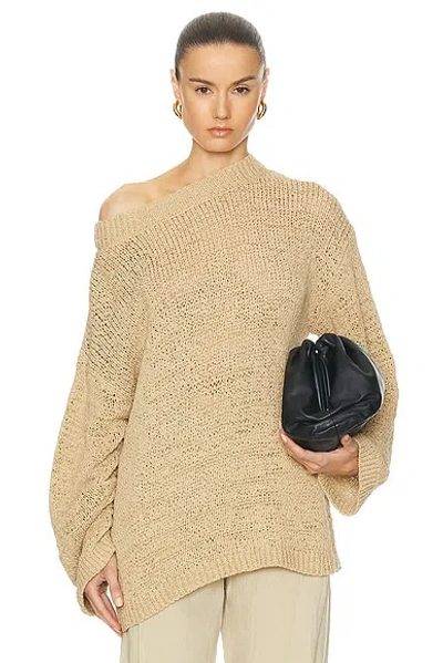 Tove Juin Off-the-shoulder Knit Cotton-blend Sweater In Neutral