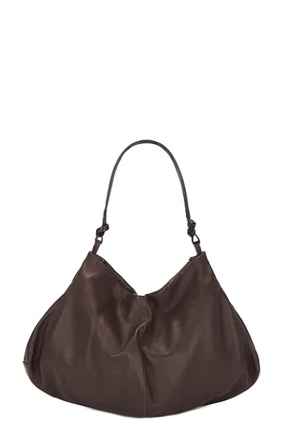 The Row Samia Leather Hobo Bag In Dark Brown
