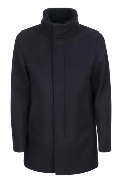 Herno Wool-blend Medium Coat In Black