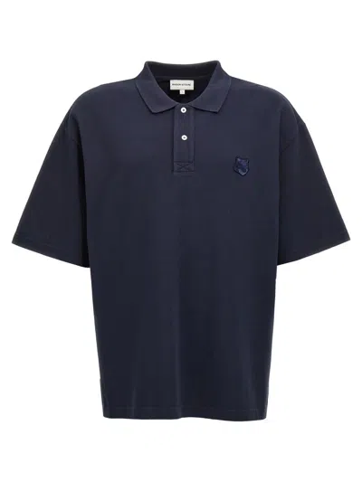 Maison Kitsuné Bold Fox Head Polo Shirt In Blue