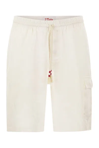 Mc2 Saint Barth White Linen Bermuda Shorts