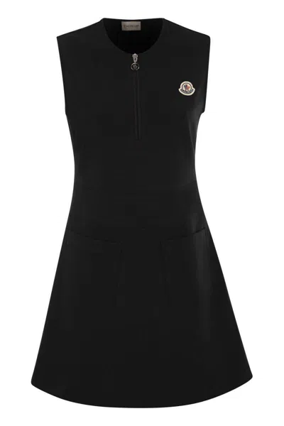 Moncler Sleeveless Cotton-blend Dress In Black