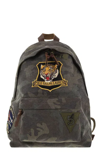 Polo Ralph Lauren Camouflage Canvas Backpack With Tiger