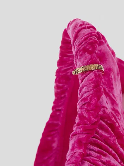 Versace Rolled Velvet Mini Dress In Gold