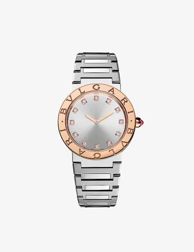 Bvlgari Rose Gold Bbl33c6sp12 18ct Rose-gold, Stainless Steel And 0.21ct Diamond Watch
