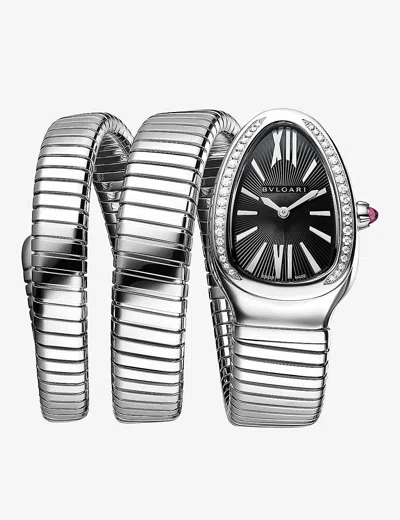 Bvlgari Stainless Steel Sp35bsds2t Serpenti Tubogas Stainless-steel And 0.29ct Diamond Quartz Watch