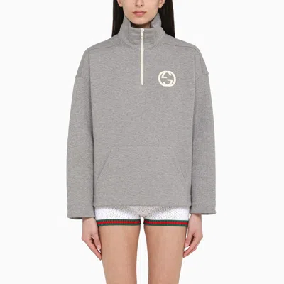 Gucci Grey Cotton Sweatshirt With Logo In Grey