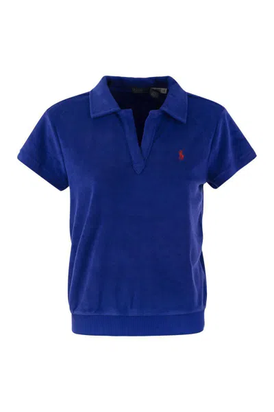 Polo Ralph Lauren Tight Terry Polo Shirt In Royal Blue