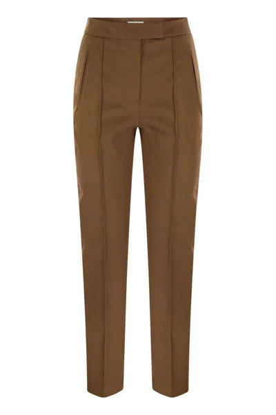 Pt Torino Frida - Cotton And Silk Trousers With Pleat In Brown