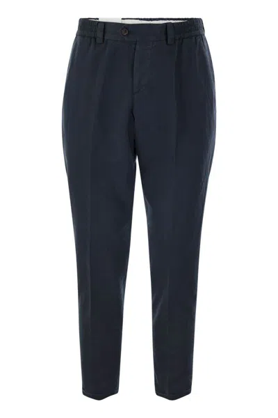 Pt Torino Rebel - Cotton And Linen Trousers In Blue