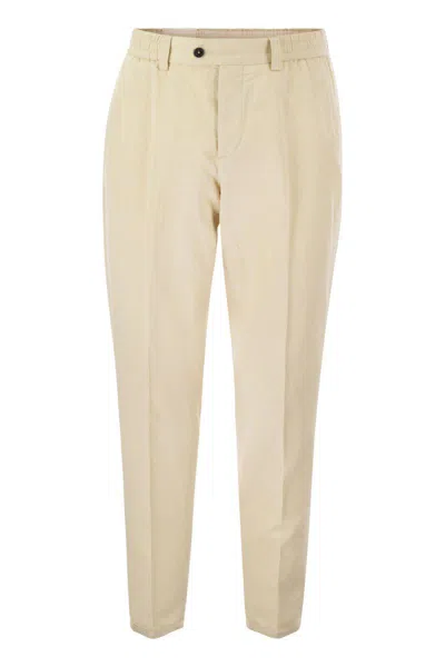 Pt Torino Rebel - Cotton And Linen Trousers In Cream