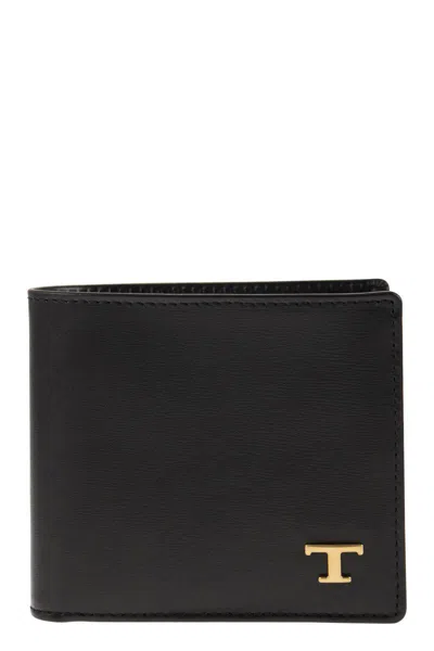 Tod's Leather Wallet With Logo In Black