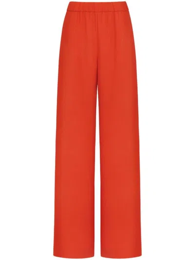 Valentino Silk Wide-leg Trousers In Orange