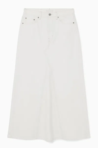 Cos Panelled Denim Maxi Skirt In White
