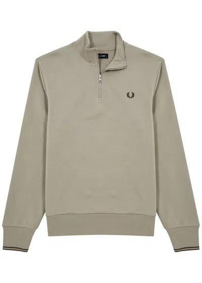 Fred Perry Half Zip Sweatshirt In Taupe