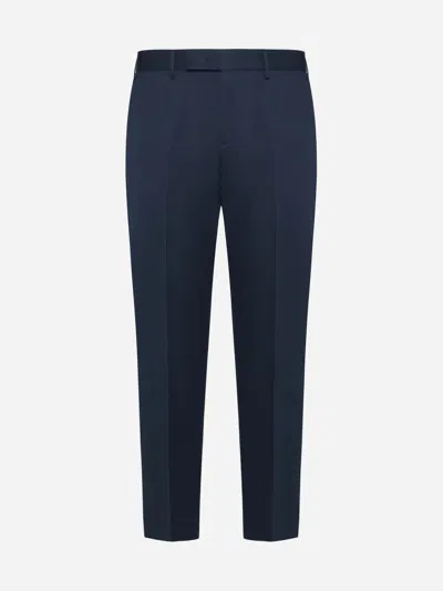 Pt Torino Rebel Cotton And Linen Trousers In Blue
