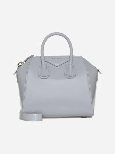 Givenchy Antigona Mini Leather Handbag In Light Grey