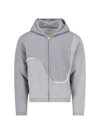 Erl Men Grey Swirl Zipped Hoodie Knit