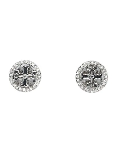 Tory Burch Miller Pave Stud Earring In Tory Silver / Crystal