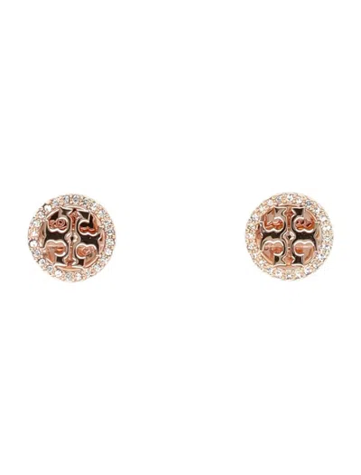Tory Burch Miller Pave Stud Earring In Rose Gold / Crystal