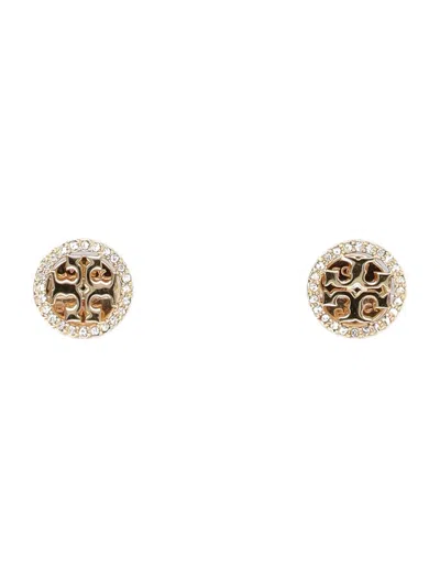 Tory Burch Miller Pave Stud Earring In Tory Gold / Crystal