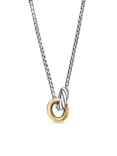 David Yurman Women's Petite Cable Linked Necklace In Sterling Silver With 14k Yellow Gold, 15mm