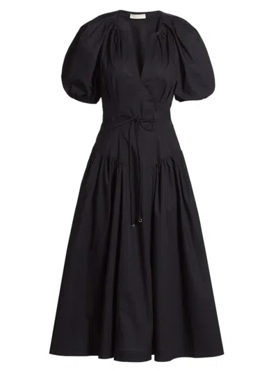 Ulla Johnson Carina Belted Midi Dress In Noir