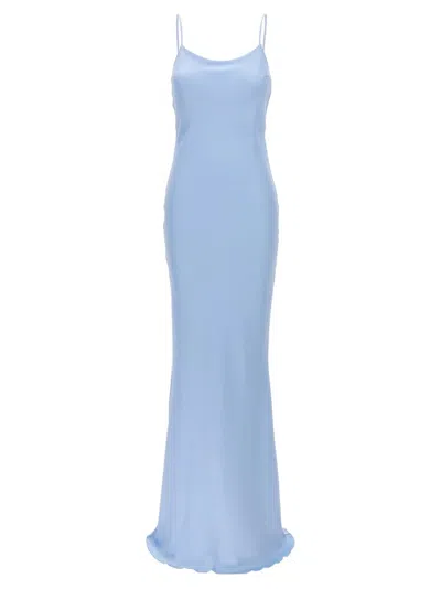 The Andamane Ninfea Tech Crepe Satin Maxi Slip Dress In Blue