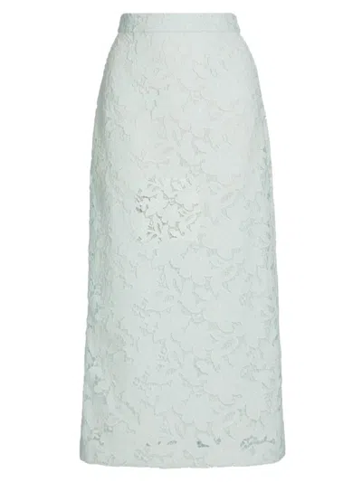 Zimmermann Natura Lace Midi Pencil Skirt In Mint