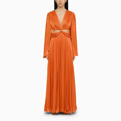 Costarellos Draped Long Dress In Orange
