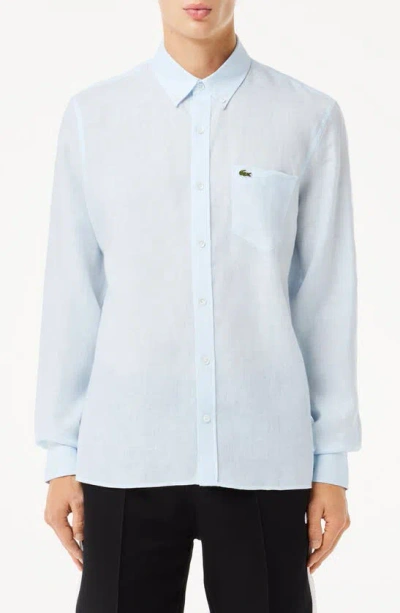 Lacoste Light Linen Shirt In Blue