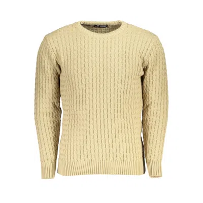 U.s. Grand Polo Beige Twisted Crew Neck Sweater In Gold