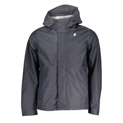 K-way Chic Blue Cotton Hooded Sports Jacket In Black