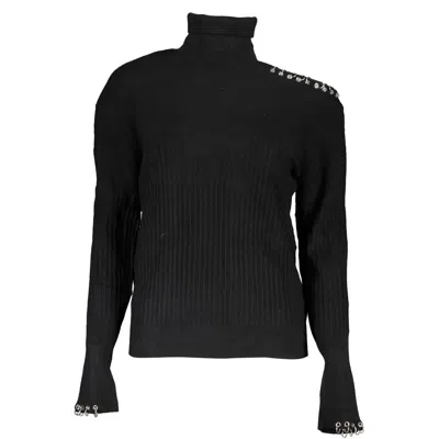 Patrizia Pepe Chic Contrast Turtleneck Jumper In Black