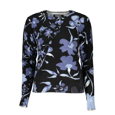 Desigual Chic Contrasting Crew Neck Sweater In Blue