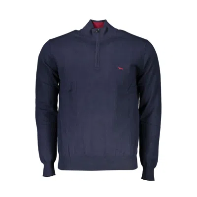 Harmont & Blaine Chic Half-zip Blue Jumper With Embroidery Detail