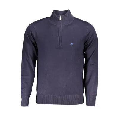 U.s. Grand Polo Chic Half-zip Sweater With Elegant Embroidery In Blue