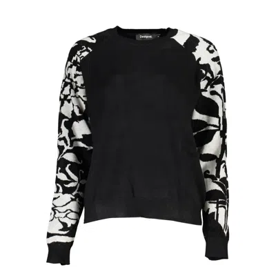 Desigual Chic High Neck Sweater With Contrast Details In Black