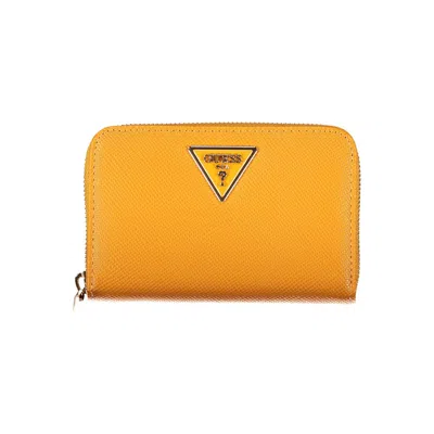 Guess Jeans Chic Orange Laurel Wallet With Multiple Compartments In Gold