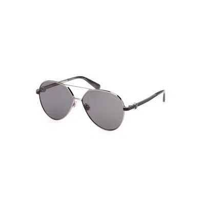 Moncler Chic Round Metal Frame Sunglasses With Smoke Lens In Grey