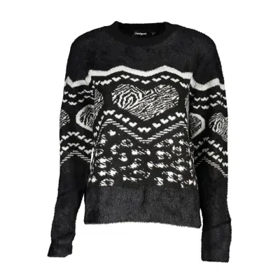 Desigual Chic Turtleneck Sweater With Contrast Detail In Black