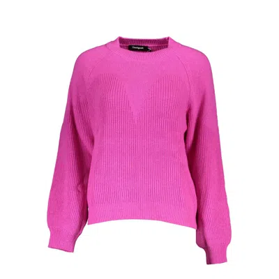 Desigual Chic Turtleneck Jumper With Contrast Detailing In Pink
