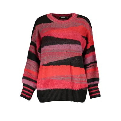 Desigual Chic Turtleneck Sweater With Contrast Details In Pink