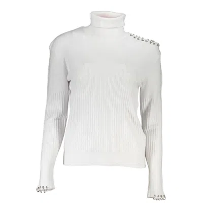 Patrizia Pepe Chic Turtleneck Sweater With Contrast Details In White